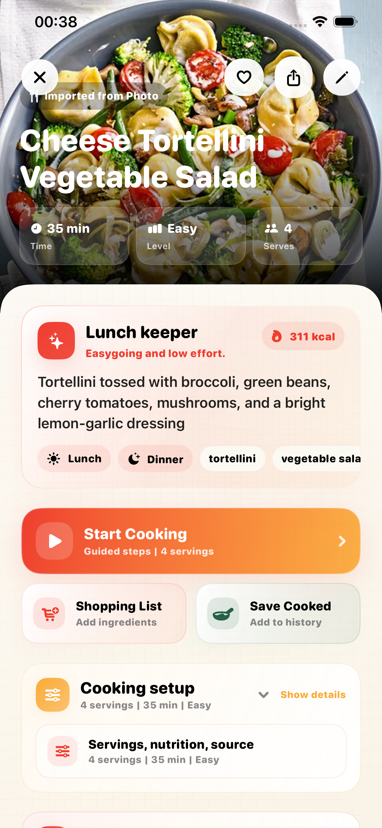 Recippa recipe detail screen